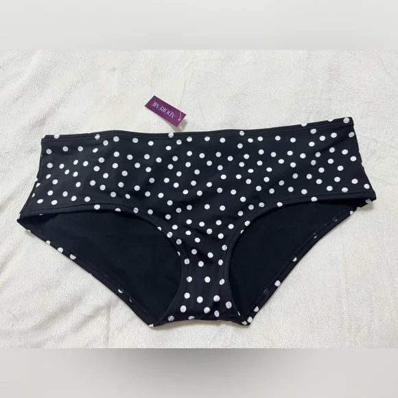 NWT Adore me black with dots Swim bottom Large - Picture 1 of 5